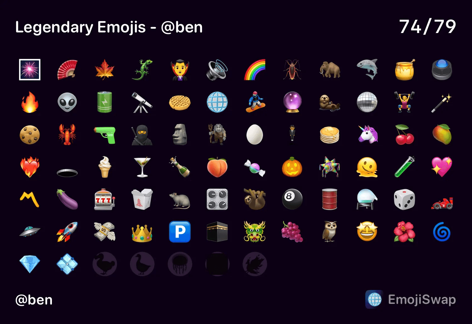 In-app collection tracking feature showing owned and missing emojis
